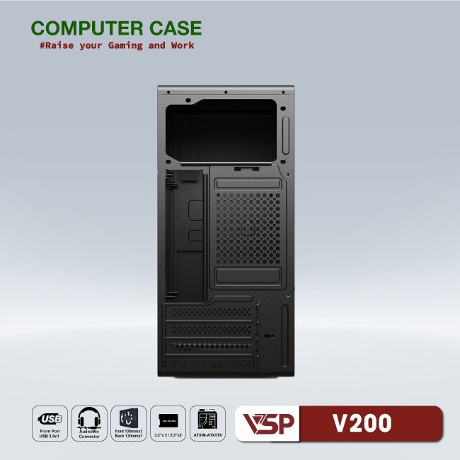 Vỏ máy tính Case VSP V200 [ĐEN] (M-ATX/ ITX) - Hàng chính hãng VSP phân phối