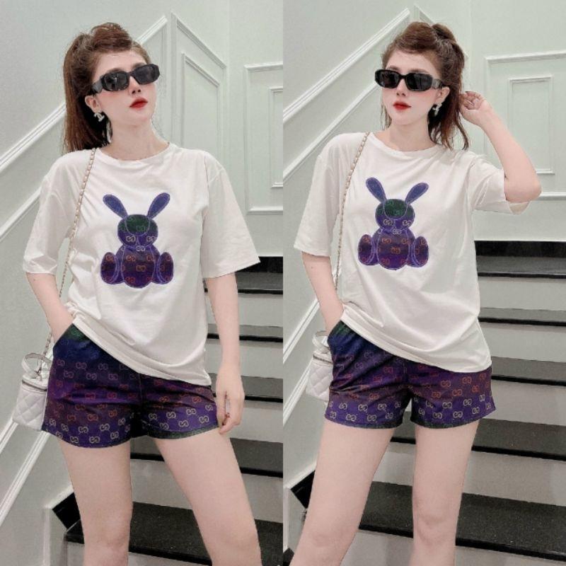 SET BỘ THỜI TRANG FOM RỘNG PHỐI HỌA TIẾT GẤU THÊU
