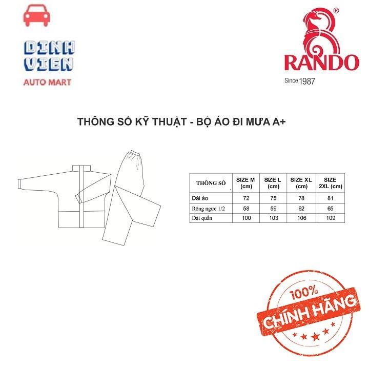 Rando Bộ quần áo đi mưa A+ ASNS-38 giúp che chở cho người thân yêu của bạn