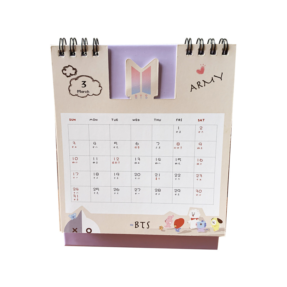 Lịch để bàn nhóm BTS 2019