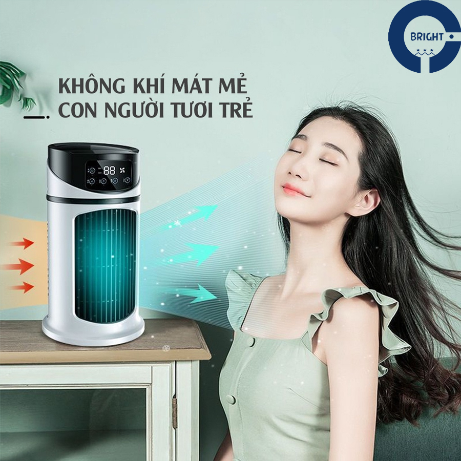 Quạt Điều Hoà Hơi Nước Mini Amoi, Quạt Hơi Nước Phun Sương Mini Để Bàn 6 Cấp Độ Gió, Dung Tích Bình 300ml Chức Năng Hẹn Giờ Có Đèn Led, Thiết Kế Hiện Đại