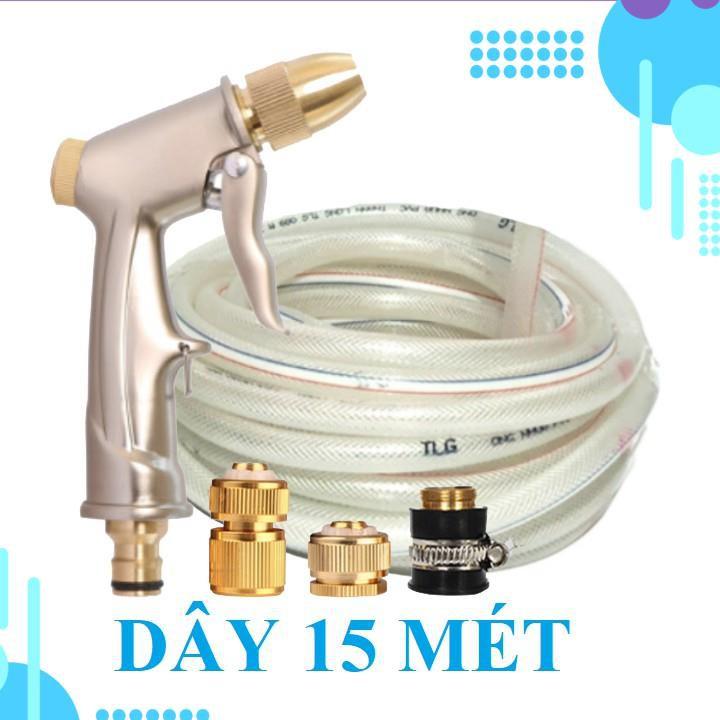 Bộ dây vòi xịt ️bơm nước phun sương️ , tăng áp 3 lần, loại 15m 206701-1 đầu đồng,cút đồng