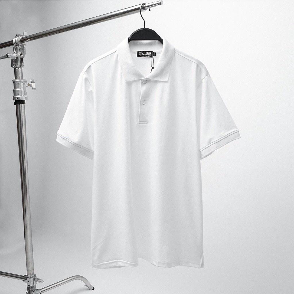 Áo thun polo trơn trắng đen chất cotton 65/35 nam bigsize tới 130kg