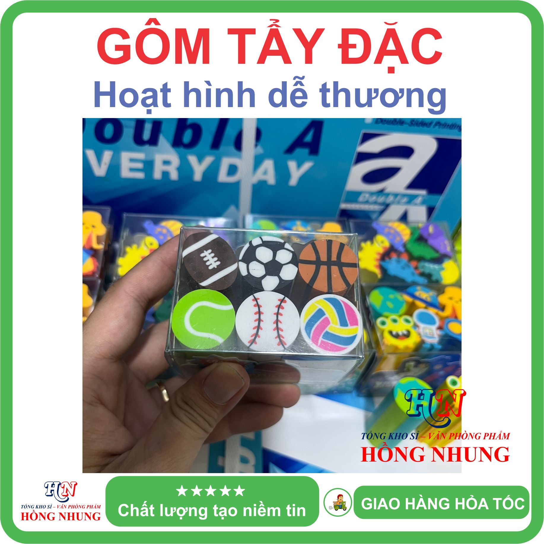Gôm Tẩy trẻ em - Nhiều Hình dáng Dễ Thương, An toàn cho bé, Giúp các bé ham học