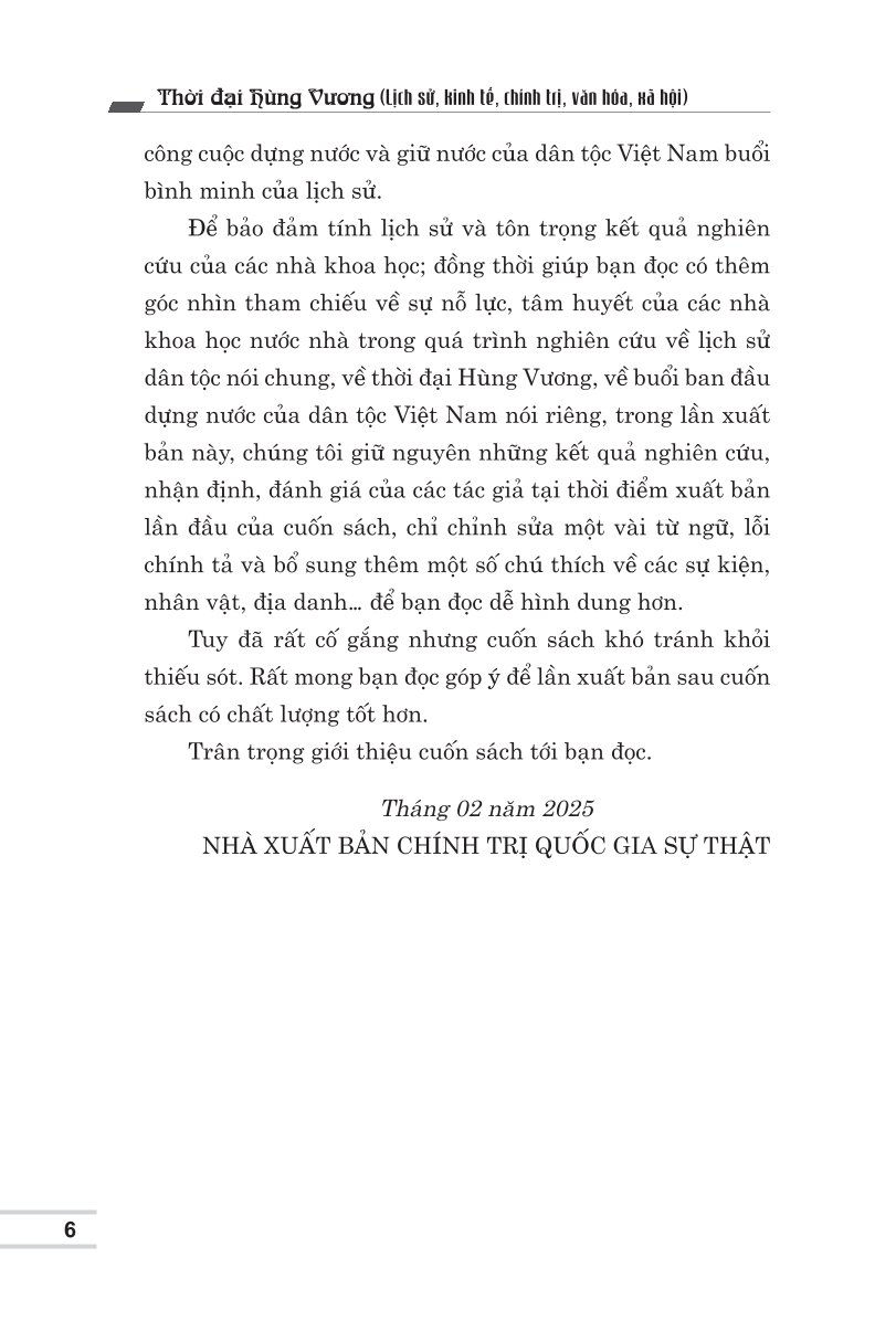 Thời đại Hùng Vương (Lịch sử - Kinh tế - Chính trị - Văn hóa - Xã hội) bản in 2025