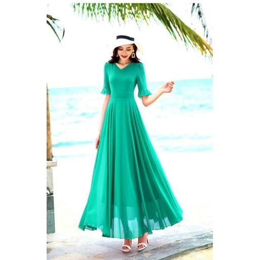 ĐẦM XÒE MAXI TAY LOE CÓ 5 MÀU