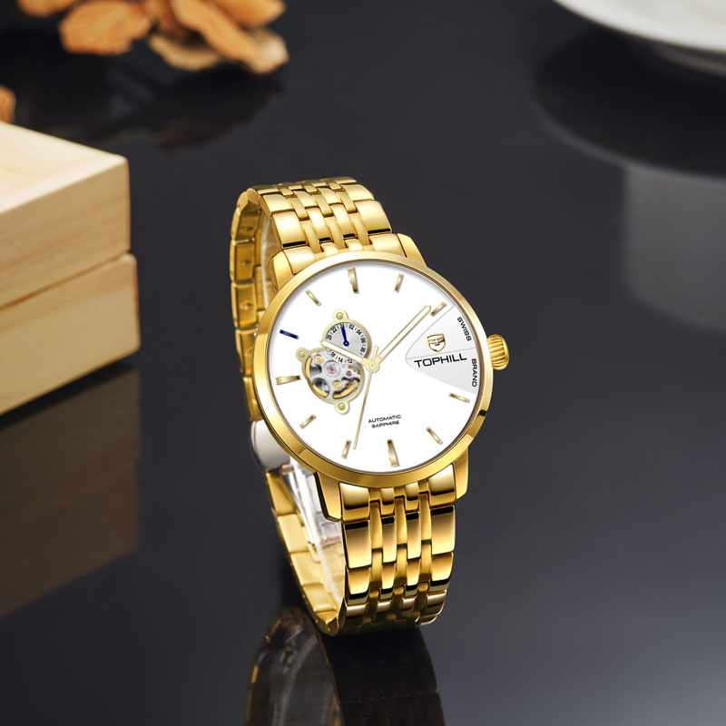 ĐỒNG HỒ TOPHILL TW083G.S2258 Dây và vỏ thép 316L, máy automatic, kính sapphire