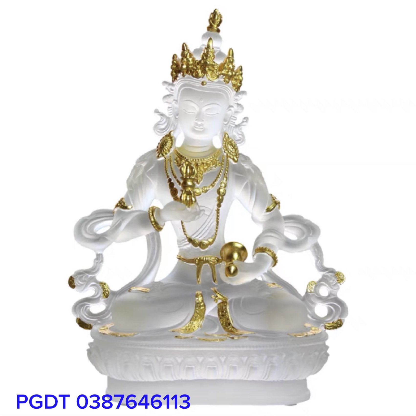 Tôn tượng Kim Cang Tát Đoả bằng đá liuli mạ vàng