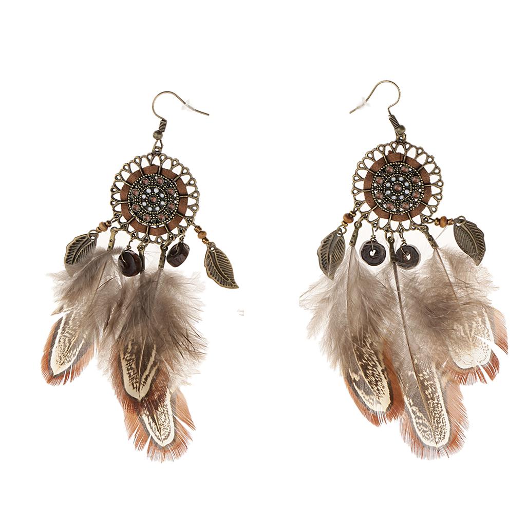 Retro Long Earrings Fashion Feather Earrings Bohemian Ethnic Tassel Earrings