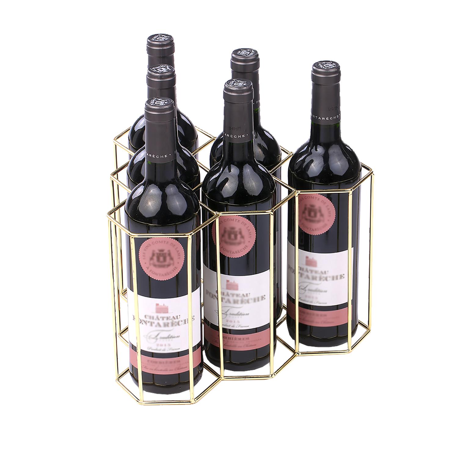 Giá đỡ trưng bày 6 chai rượu có đế bằng kim loại