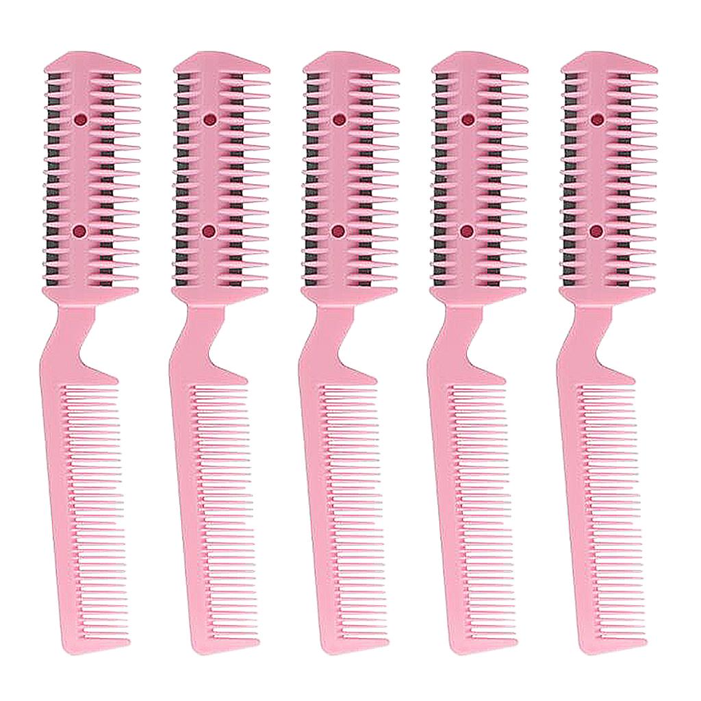 5x Razor Comb Hair Cutter Comb Double Edge Razor Hair Thinning Comb Pink