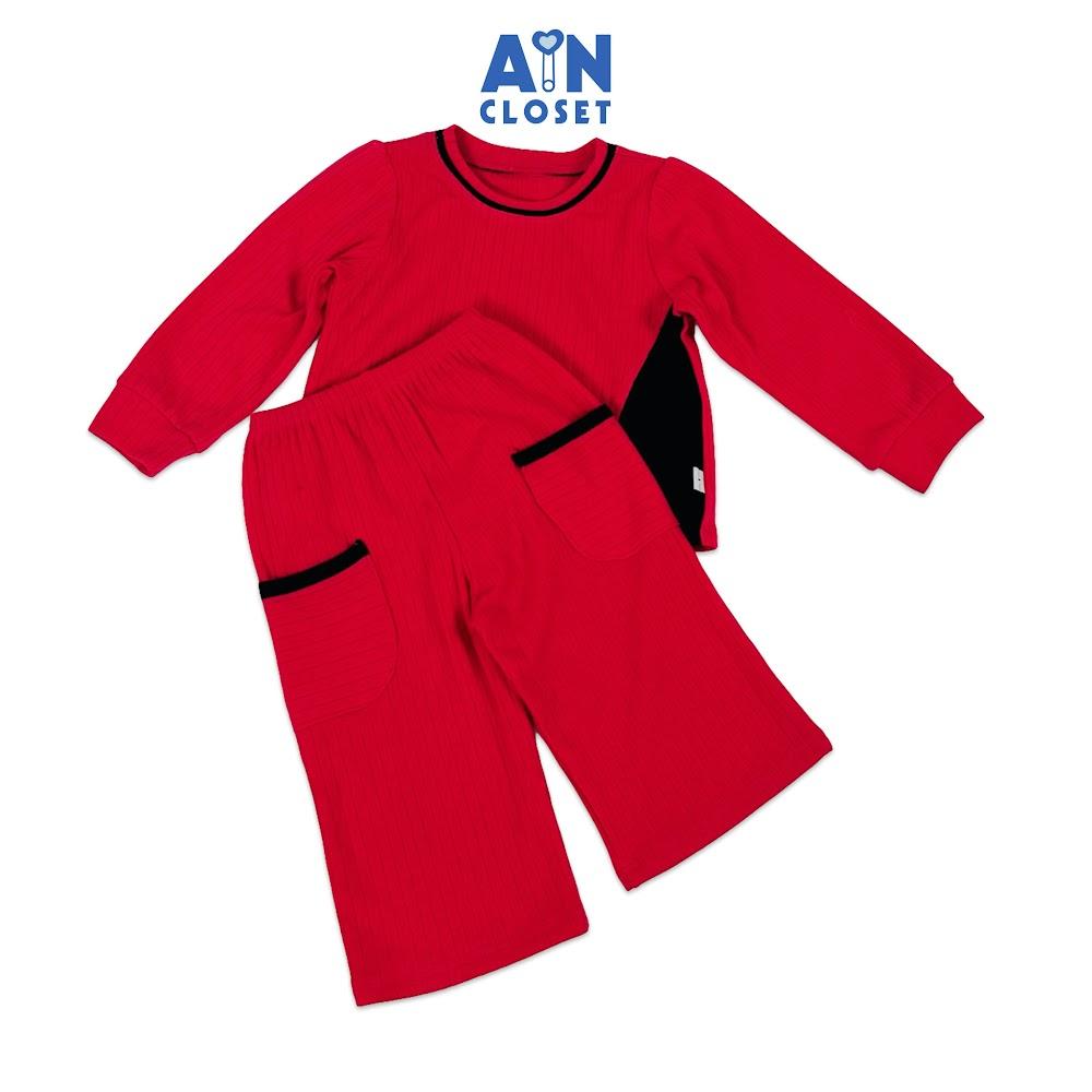 Bộ quần áo Dài bé gái Hồng Đính Nơ thun cotton - AICDBGWNO4JZ - AIN Closet