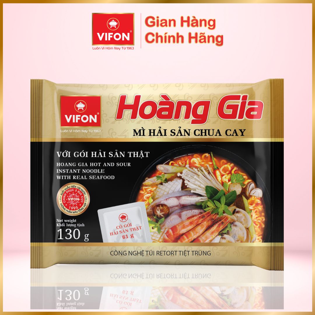 Thùng 18 Mì Hải Sản Chua Cay HOÀNG GIA VIFON (130gr / Gói)