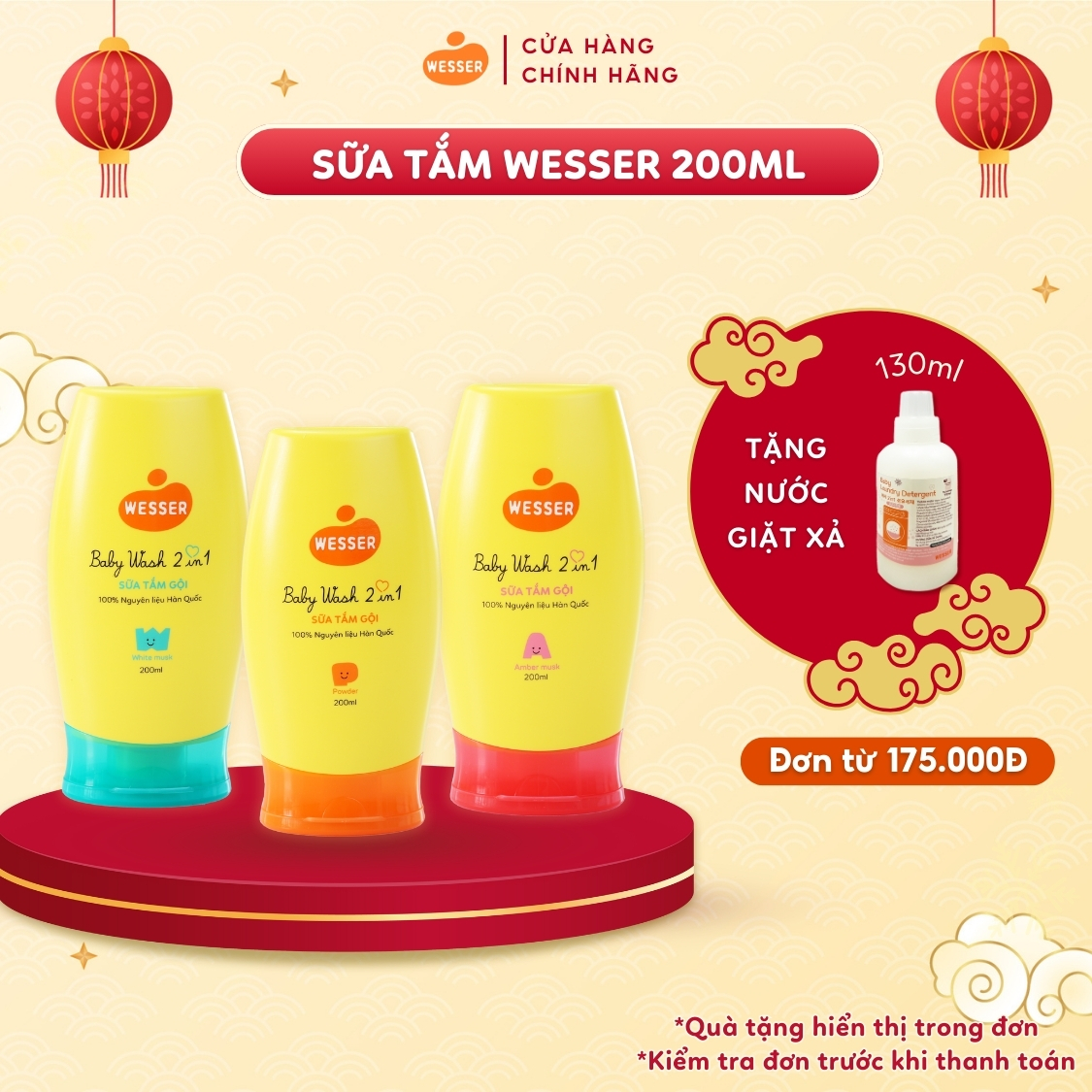 Sữa Tắm Gội Wesser 2 In 1 200Ml - Hồng Hương Phổ Phách