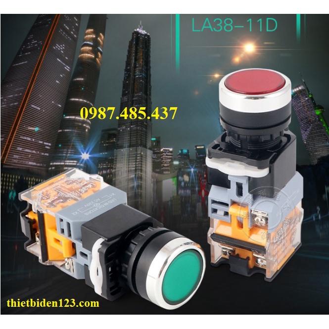 Nút nhấn nhả có đèn LA38-11D Phi 22mm 220vac