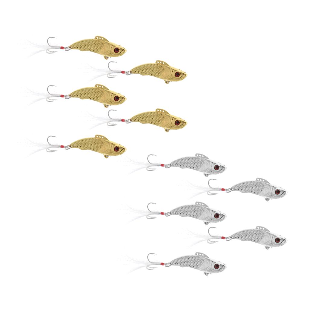 5pcs Sequin Spoon Fishing Lure Casting Jigging Bass Bait VIB Swimbait