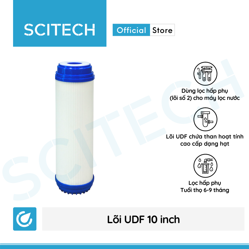 Bộ lõi lọc nước số 1,2,3 (PP-UDF-CTO) 10 inch dùng trong máy lọc nước RO, bộ lọc thô - Hàng chính hãng