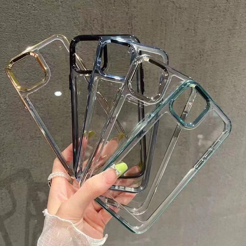 Ốp Điện Thoại Acrylic Cứng Viền TPU Dẻo Trong Suốt Chống Sốc Sang Trọng Cho iPhone 14 Pro Max 13 12 11 Pro Max X XR XS 7 8 Plus