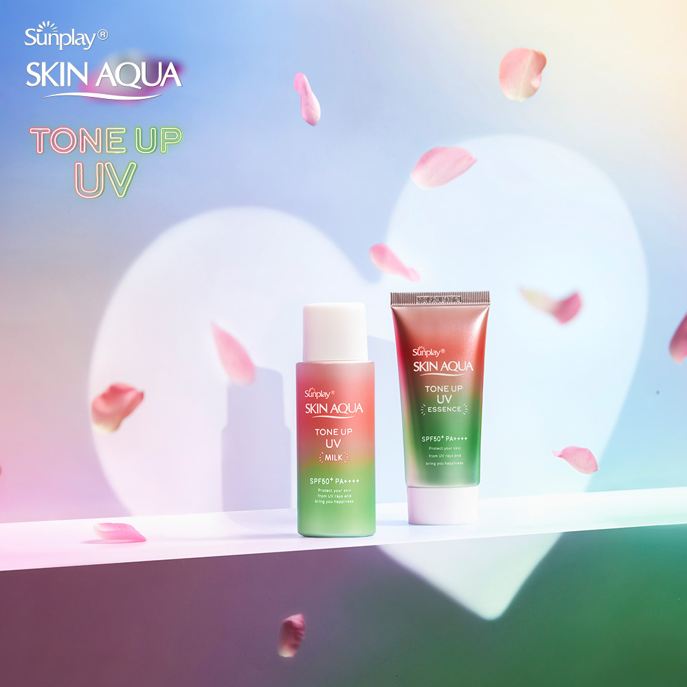 Tinh Chất Chống Nắng Nâng Tông Dành Cho Da Khô/Thường Sunplay Skin Aqua Tone Up UV Essence Happiness Aura (Rose) (Cho Da Sáng Hồng, Khuyết Điểm Xanh) (50g)