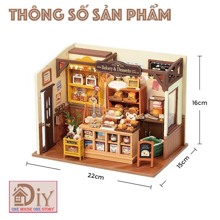 Nhà búp bê gỗ DIY Robotime Rolife | Becka's Baking House DG161 tự lắp ghép - Quà tặng trang trí sáng tạo
