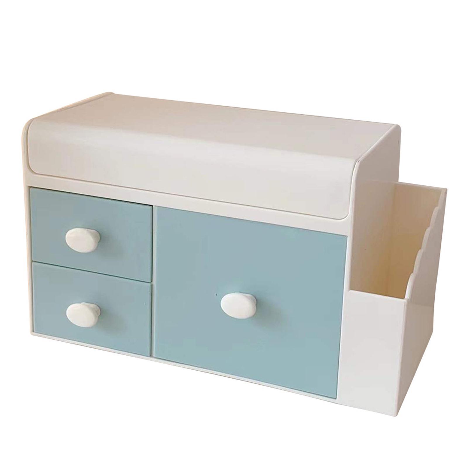Multipurpose Cosmetic Storage Box Display Holder for Bedroom Countertop blue