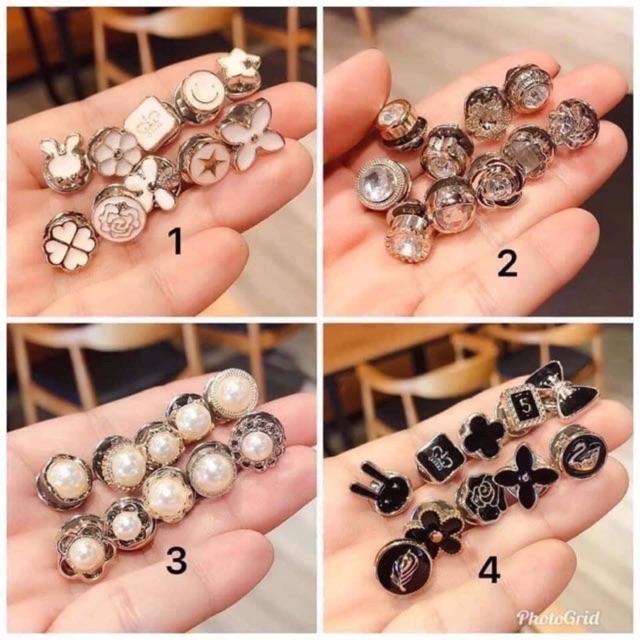 Set 10 Cúc Áo Mini Chống Hở, Ghim Cài Áo Trang Trí, Khuy Cài Áo Thời Trang Hàn Quốc Giá Rẻ