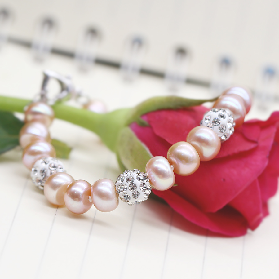 Lắc Tay Ngọc Trai Tự Nhiên, Vòng Tay Ngọc Trai Nước Ngọt 8 Ly Tự Nhiên - L8003 - Bảo Ngọc Jewelry