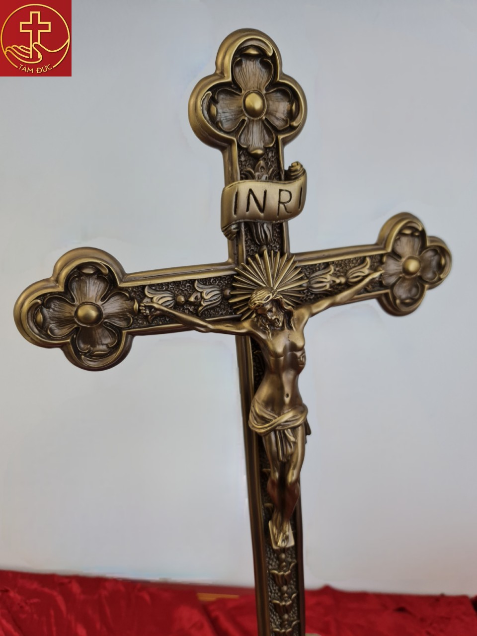 Thánh giá hoa đào có đế cao 90cm - Sản phẩm Công Giáo Tâm Đức - Tượng Đồng
