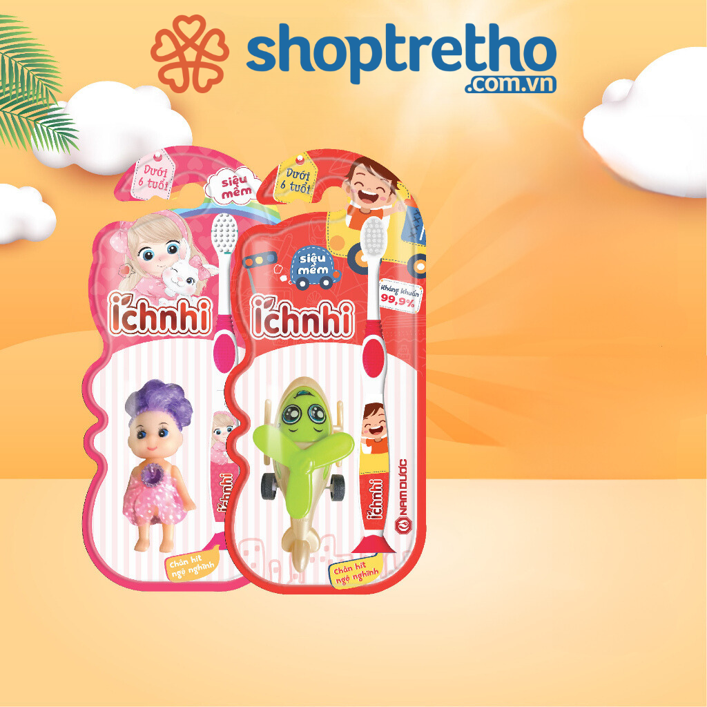 Bàn chải đánh răng cao cấp Ích Nhi cho trẻ em lông siêu mềm mịn, kháng khuẩn 99.9%