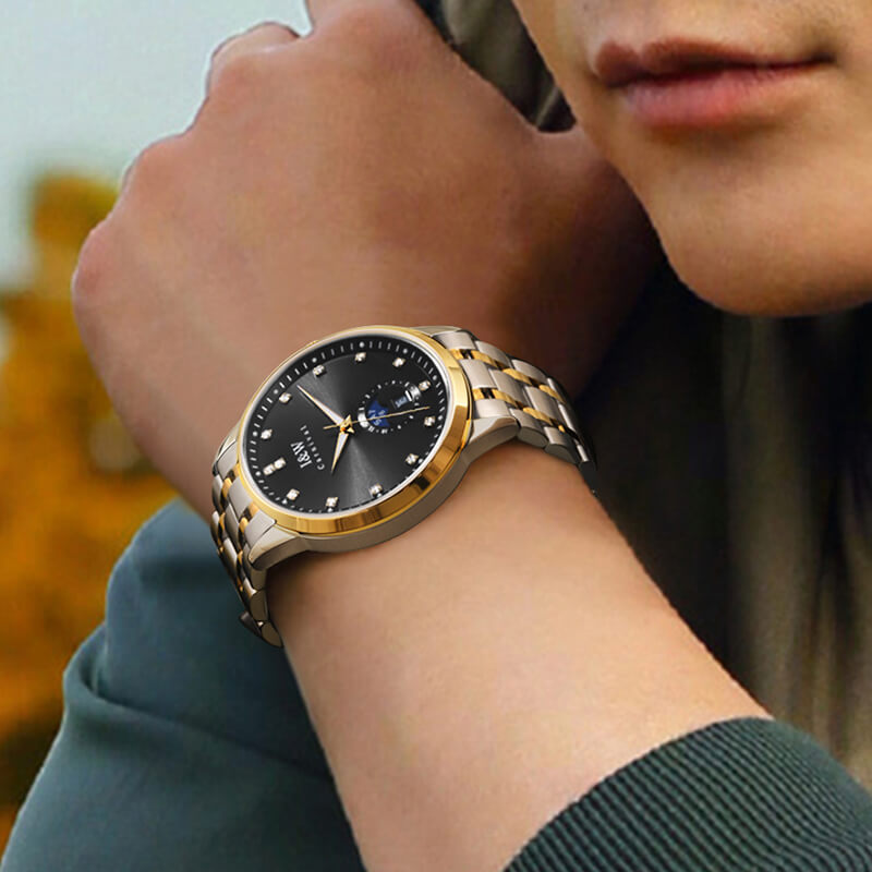 Đồng hồ nam chính hãng I&W Carnival 625G-T3 hàng mới fullbox,kính sapphire,chống xước,chống nước 50m,Bh 24 tháng,máy cơ (automatic),mạ vàng dây thép không gỉ