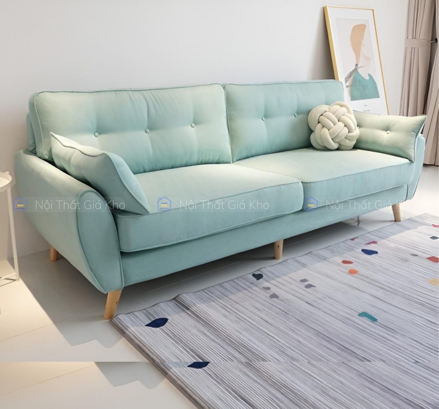 Ghế sofa băng phòng khách dài 1m8 bọc nhung tặng kèm gối