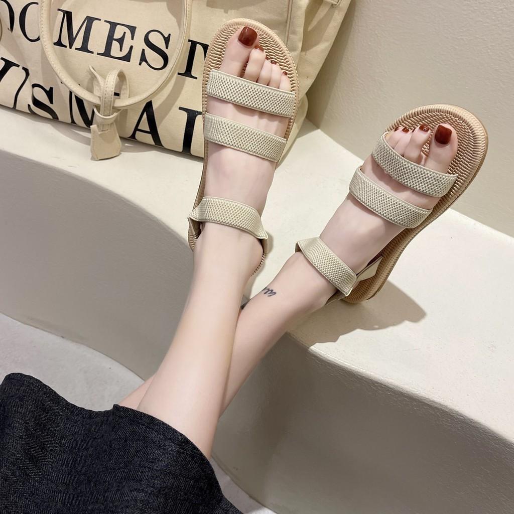 (S85) Sandal nữ 2 quai ngang đế vân giả cói (mã 335