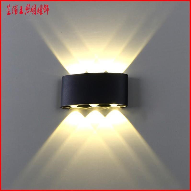 Đèn tường led 6 tia sáng màu,Công Xuất 6w,Nguồn nhôm đúc chống nước chống ẩm