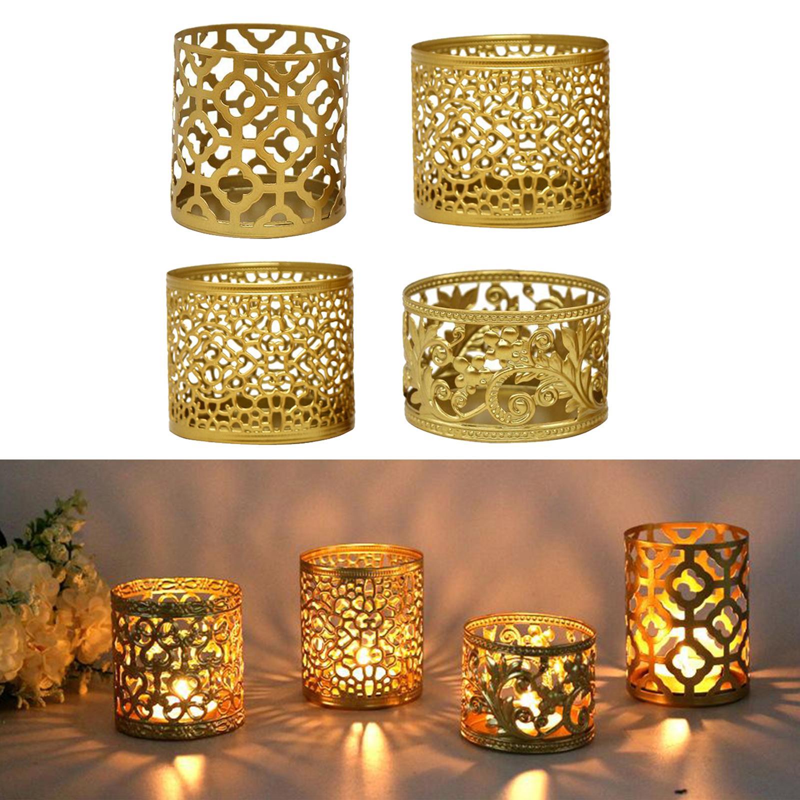 Tabletop Iron Candle Holder Stand Hollow Candlestick Holder Ornament