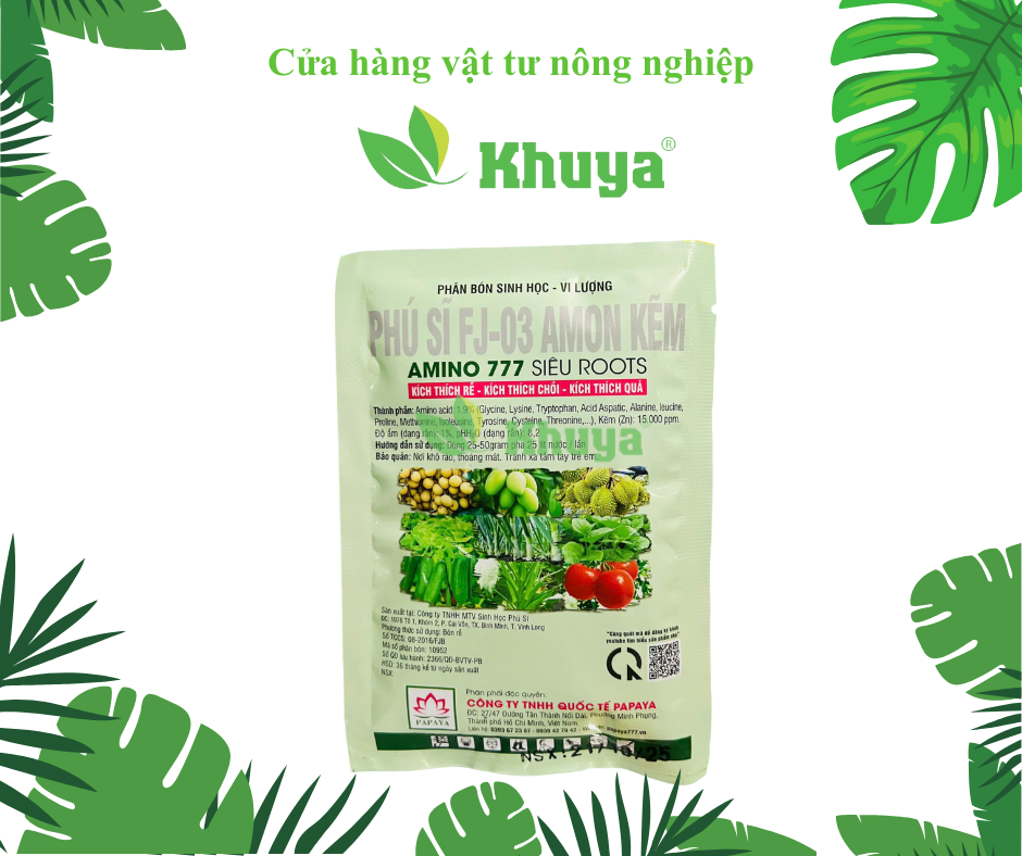 Phân bón sinh học Amino 777 Siêu Roots 50gr Kích Rễ, Kích Chồi, Xanh Lá, Tạo Đọt, Tái Tạo Nhựa