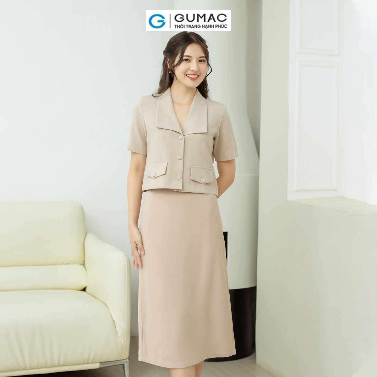 Chân váy suông midi GUMAC VD08067