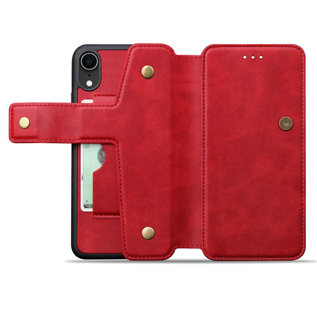 Shockproof Multifunction Wallet Phone Case for Apple iPhone XR Red