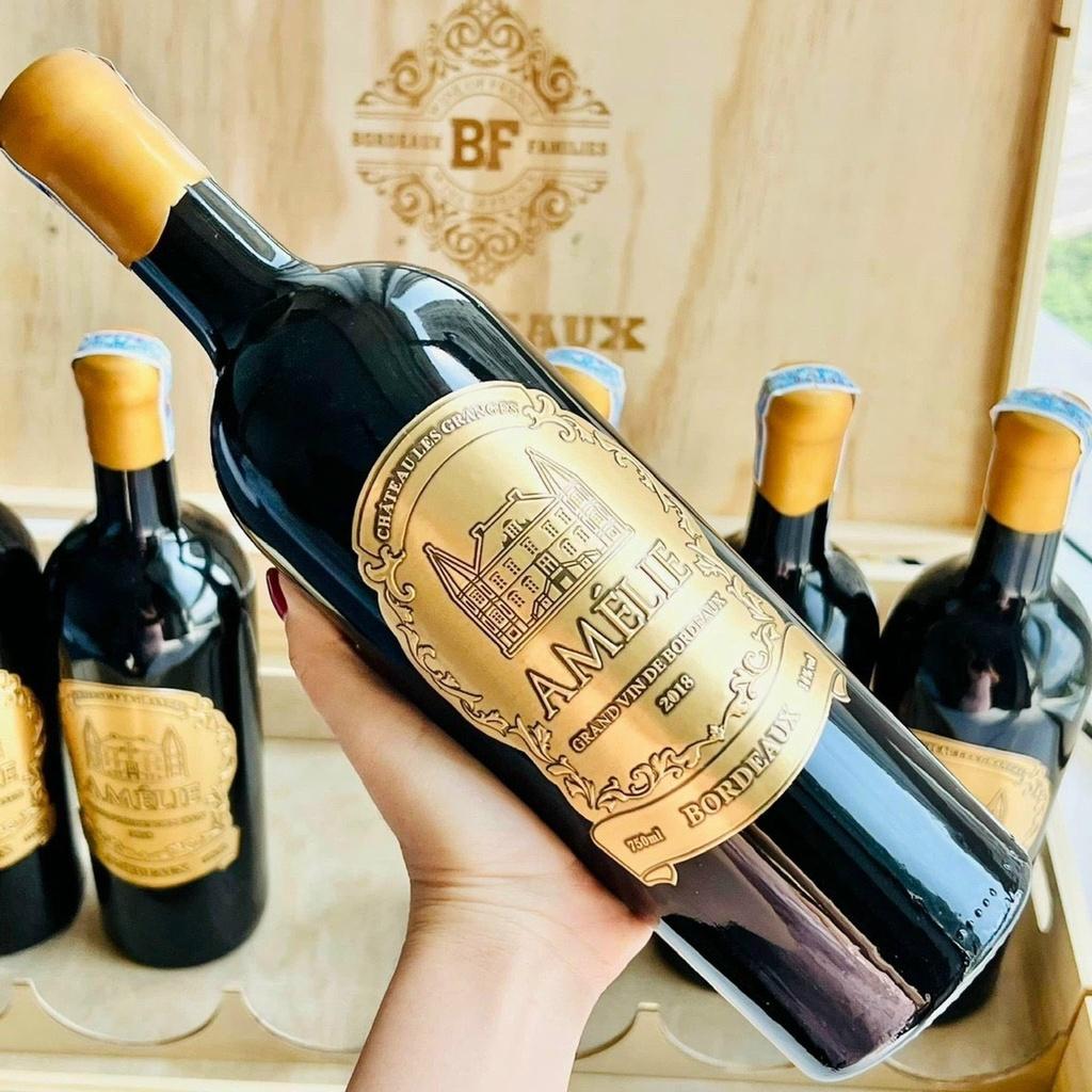 Quà tặng hộp gỗ 3 chai rượu vang Pháp Amelie