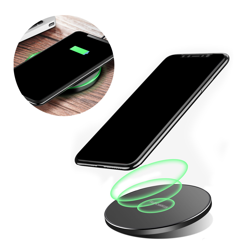 Tấm Sạc Không Dây Tròn QI Có Chỉ Báo Cho Điện Thoại Di Động