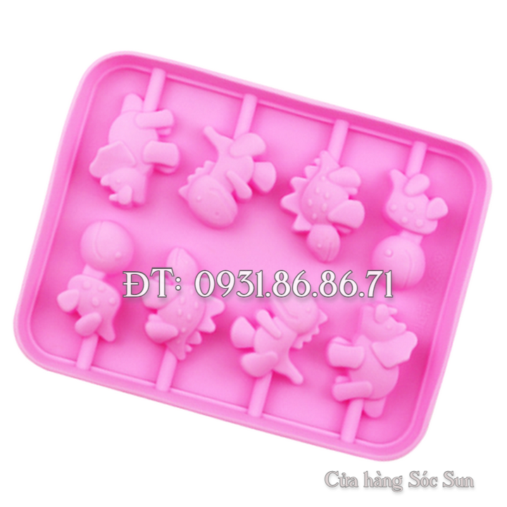 Khuôn silicon 8 con khủng long - Mã số 1491