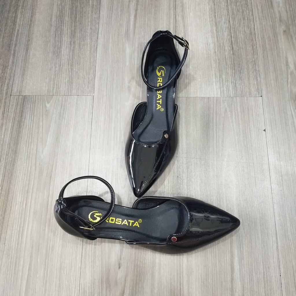 Giày sandal bệt nữ, da bóng cao cấp ROSATA RO365 cao 2p - Đen- HÀNG VIỆT NAM