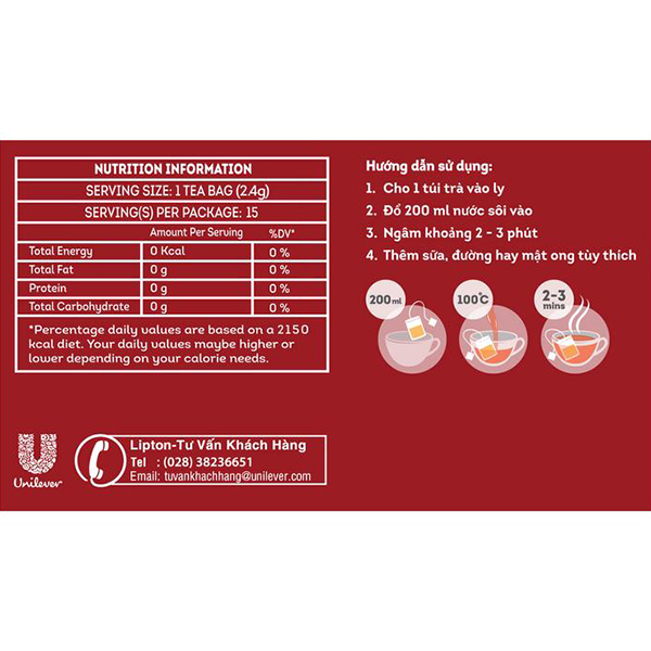 Trà Lipton English Breafast (25 Gói x 2.4G)