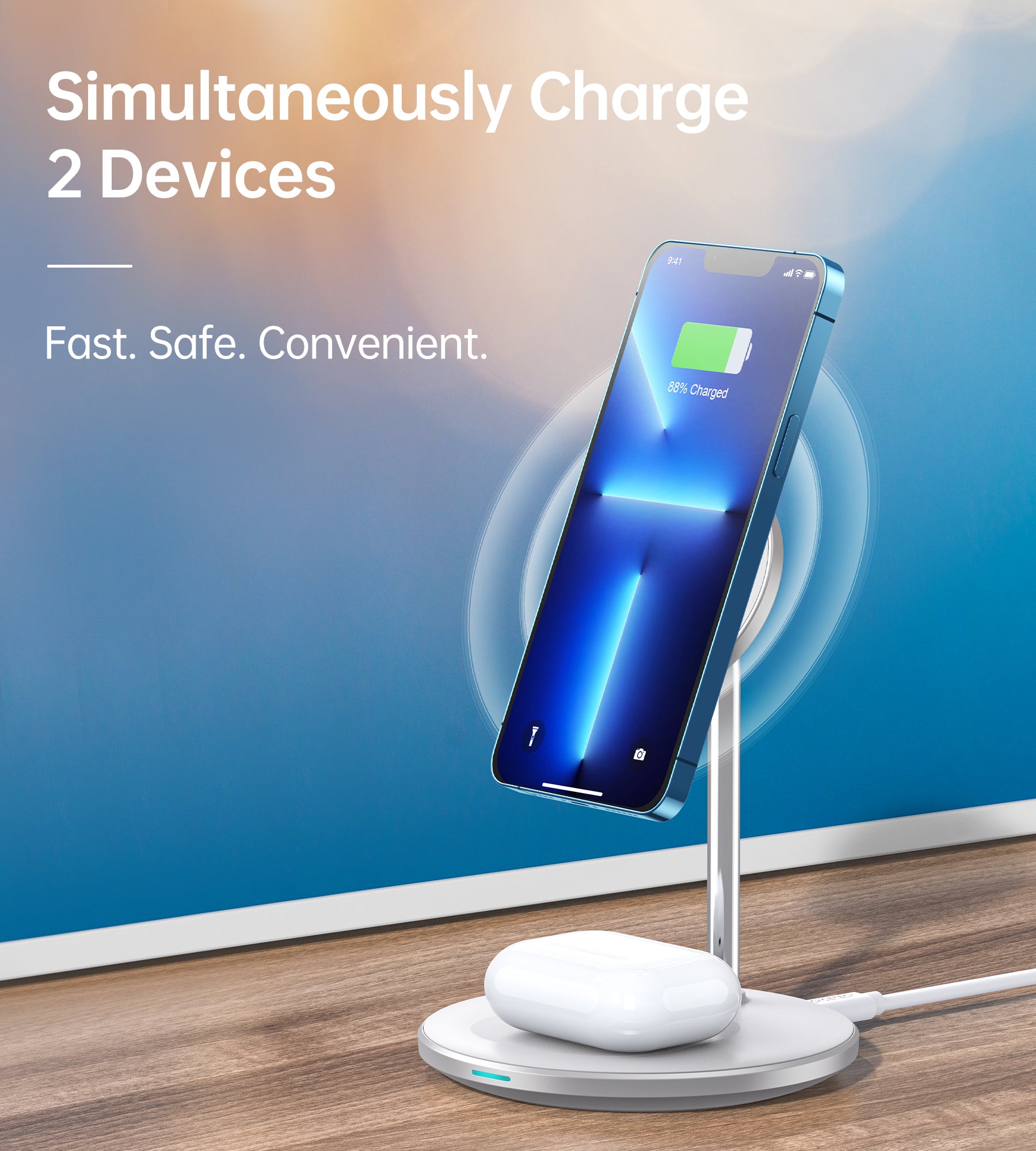 Đế sạc Choetech T581-F không dây Mag-safe 2in 1 (Hàng chính hãng)