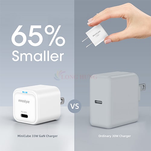 Cốc sạc Innostyle MiniCube 33W GaN Charger IC33PDWHI - Hàng chính hãng