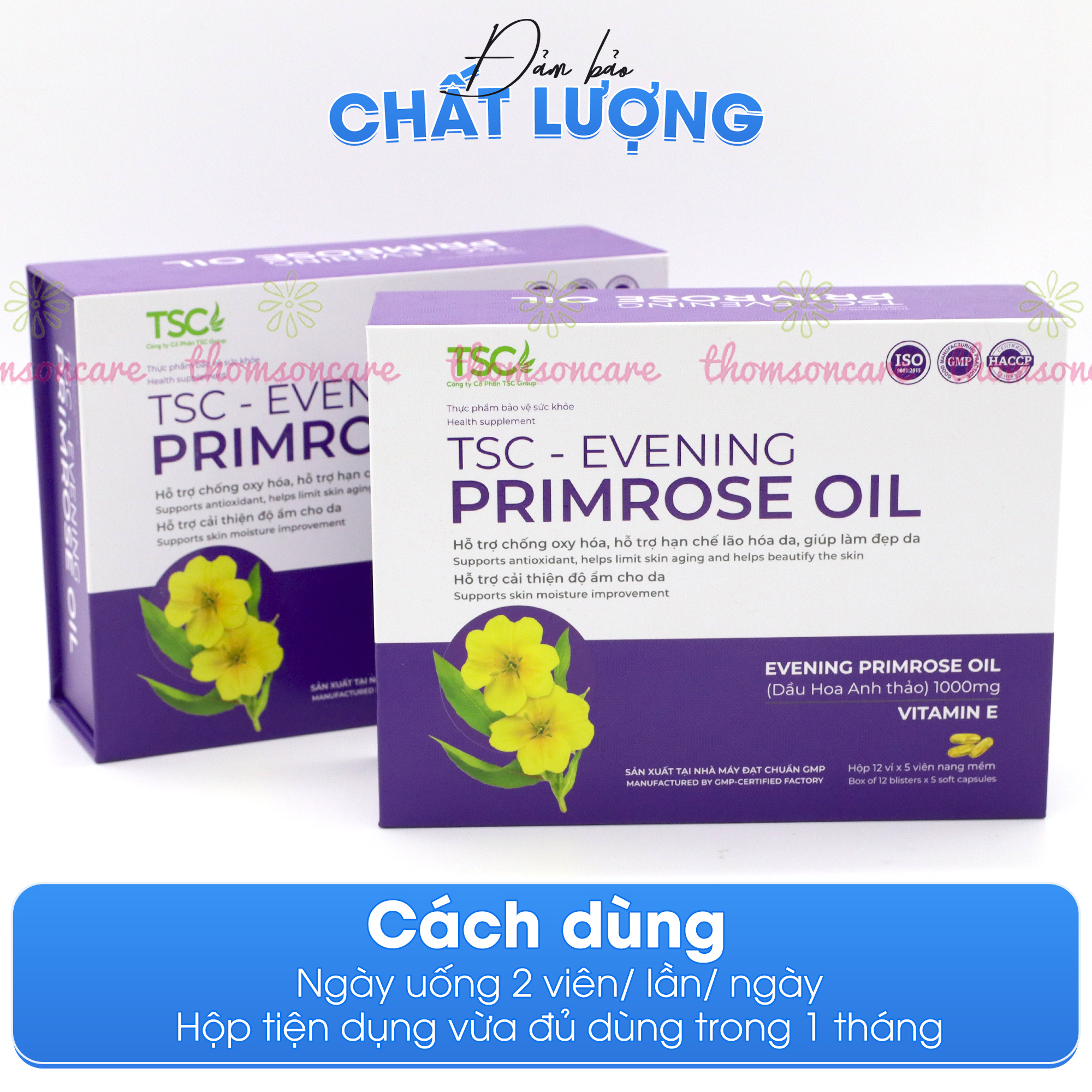 Viên uống tinh dầu Hoa Anh Thảo TSC Group- Giúp chống oxy hóa, hạn chế lão hóa da, giúp làm đẹp da, hỗ trợ cải thiện cấp ẩm cho da từ tinh dầu hoa anh thảo