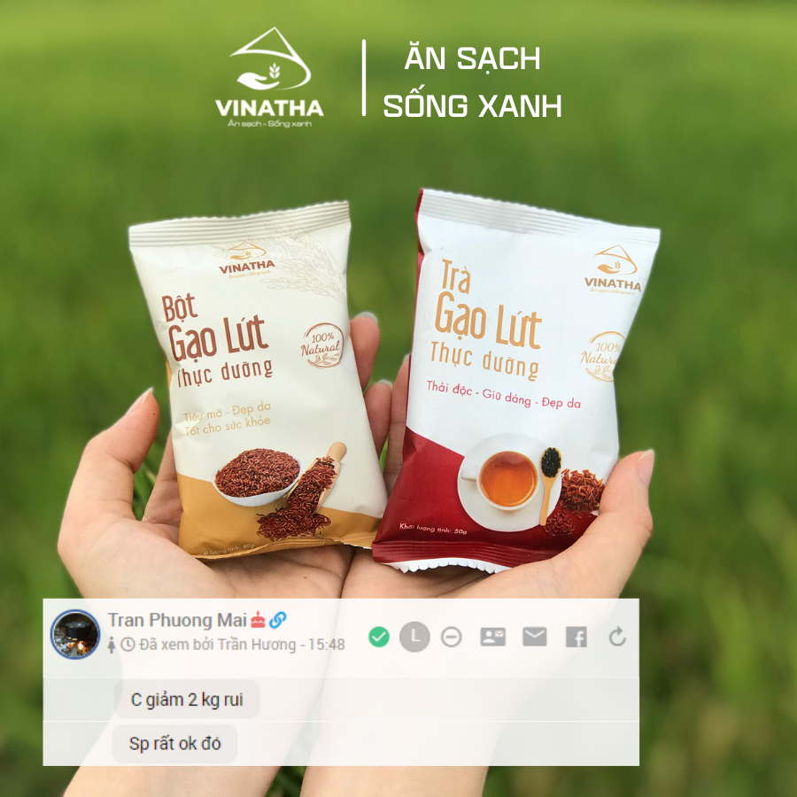 Combo Bột Gạo Lứt Thực Dưỡng Vinatha Và Trà Gạo Lứt Thực Dưỡng Vinatha , Tiêu Mỡ Thanh Lọc Cơ Thể
