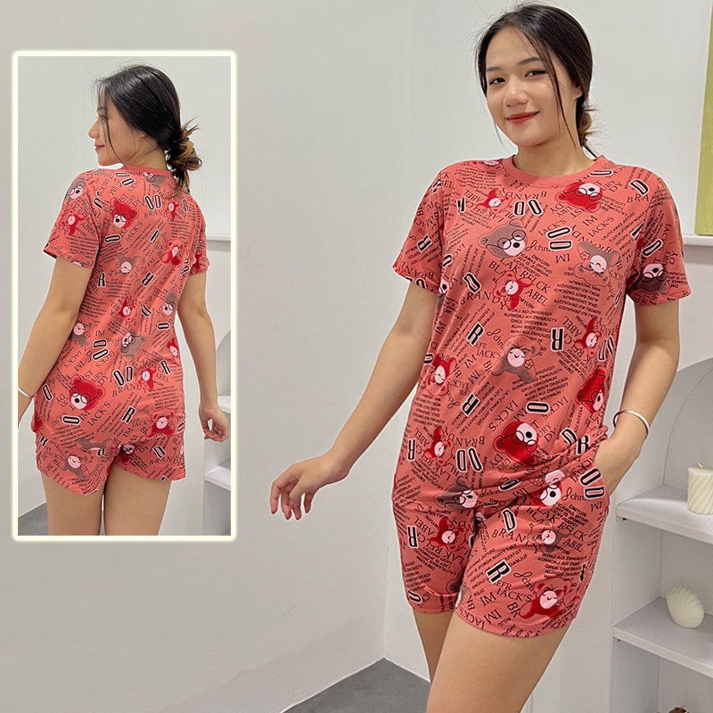 Đồ bộ mặc nhà quần đùi DN2 - Đồ bộ cotton quần đùi mặc nhà - Bộ đồ nữ mặc nhà 