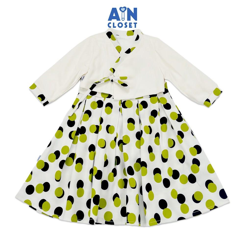 Đầm Hanbok cách tân bé gái họa tiết Bi Xanh lá cotton - AICDBGUFGDDS - AIN Closet