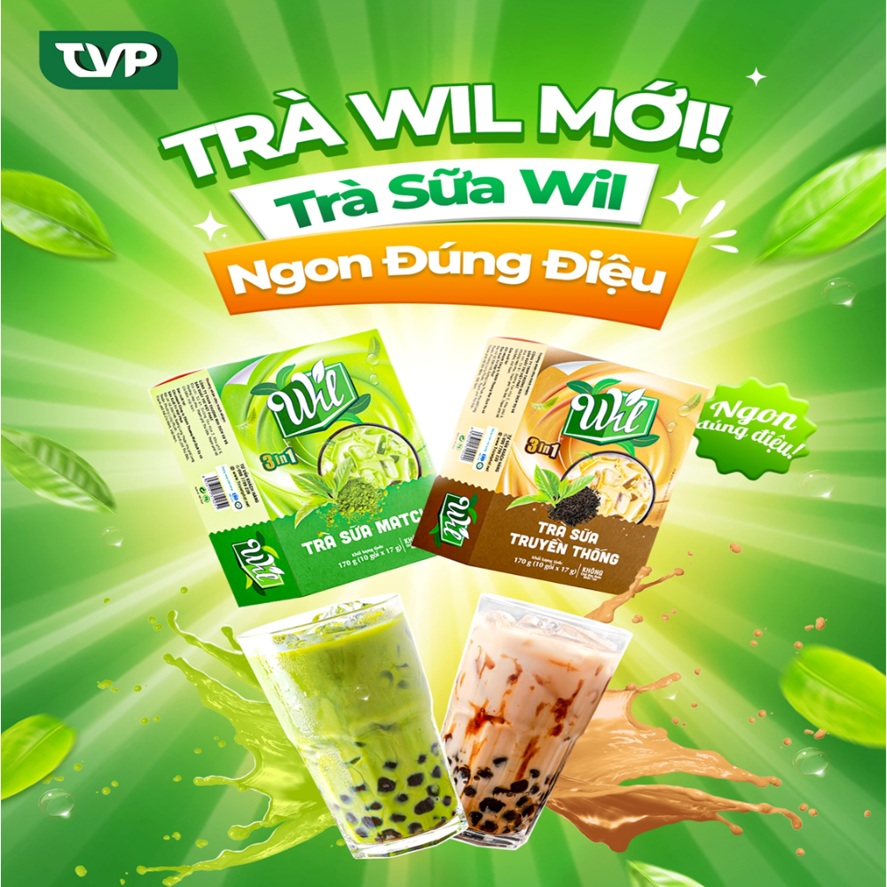 Trà sữa hòa tan vị truyền thống WIL bổ sung năng lượng thư giãn hộp 170g (10 gói x 17g)