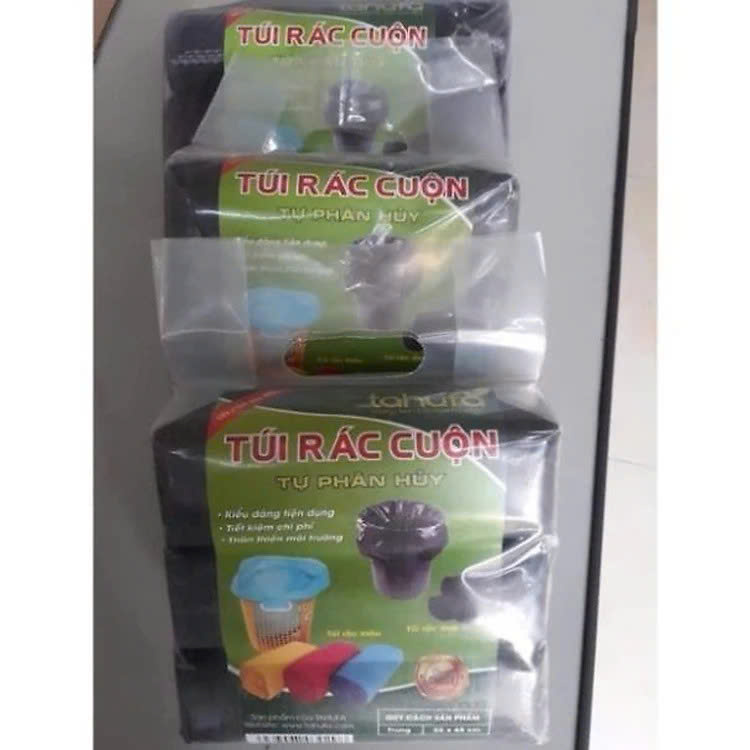 Combo 3 Cuộn Túi Đựng Rác Gia Đình, Bao Đựng Rác Văn Phòng, Trường Học Tiện Lợi Màu Đen Size Trung 55x65cm - Chính Hãng